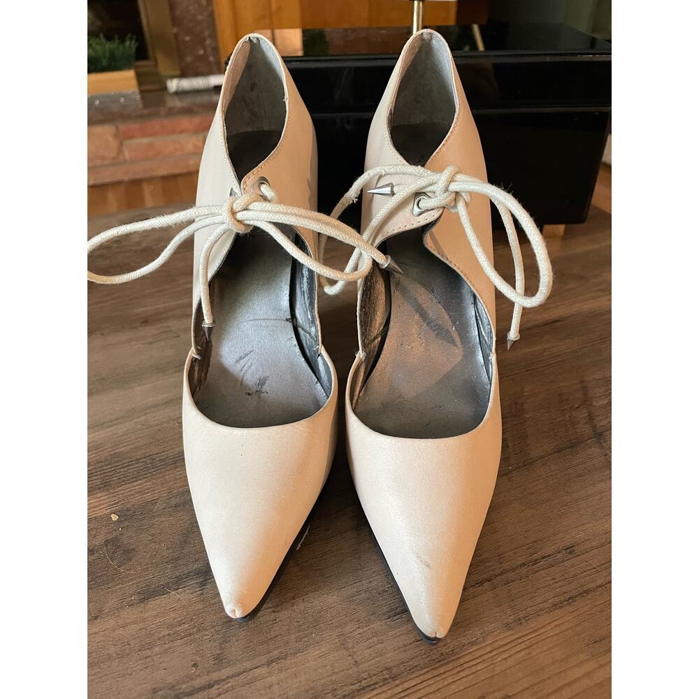 GrevCitV Pointed Angled Tied Detailed Chunky Heels